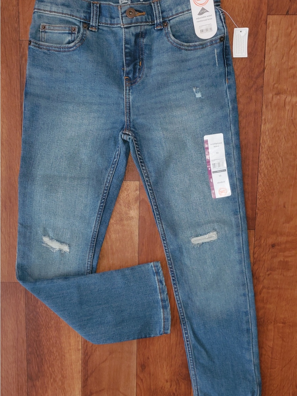 Wonder Nation Blue Distressed Boys Jeans - Casual Slim Fit